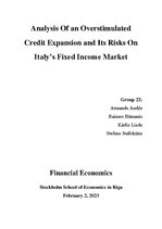 Реферат 'Analysis Of an Overstimulated Credit Expansion and Its Risks On Italy’s Fixed In', 1.