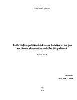 Реферат 'Josifa Staļina politikas ietekme uz Latvijas teritorijas sociālo un ekonomisko a', 1.