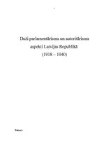 Реферат 'Daži parlamentārisma un autoritārisma aspekti Latvijas Republikā (1918 – 1940)', 1.