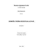 Реферат 'Romiešu tiesību recepcija Latvijā', 1.