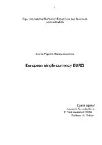 Реферат 'European Single Currency - Euro', 1.