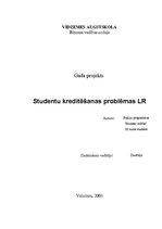 Реферат 'Studentu kreditēšanas problēmas Latvijas Republikā', 1.