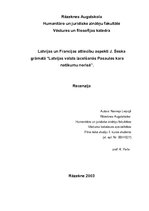 Конспект 'Latvijas un Francijas attiecību aspekti J.Seska grāmatā "Latvijas valsts izcelša', 1.