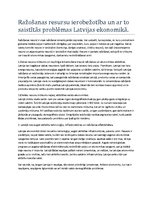 Конспект 'Ražošanas resursu ierobežotība un ar to saistītās problēmas Latvijas ekonomikā', 1.