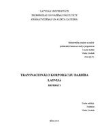 Реферат 'Transnacionālo korporāciju darbība Latvijā', 1.