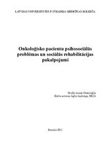 Эссе 'Onkoloģisko pacientu psihosociālās problēmas un sociālās rehabilitācijas pakalpo', 1.