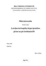 Реферат 'Latvijas darbaspēka tirgus īpatnības pirms un pēc iestāšanās Eiropas Savienībā', 1.