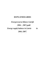 Дипломная 'Energoresursu bilance Latvijā 2004. - 2007.gadā', 1.