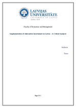 Реферат 'Implementation of Alternative Investments in Latvia - a Critical Analysis', 1.