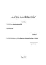 Реферат 'Latvijas monetārā politika', 1.