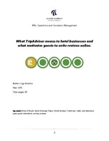 Реферат 'What TripAdvisor Means to Hotel Businesses and what Motivates Guests to Write Re', 1.