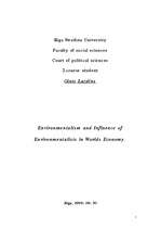 Реферат 'Environmentalism and Influence of Environmentalists in Worlds Economy', 1.