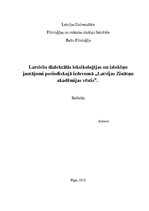 Реферат 'Latviešu dialektālās leksikoloģijas un izlokšņu jautājumi periodiskajā izdevumā ', 1.