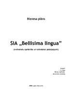Бизнес план 'SIA "Bellisima lingua"', 1.