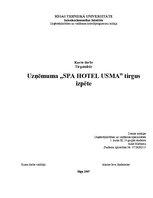 Реферат 'Uzņēmuma "SPA Hotel Usma" tirgus izpēte', 1.