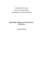 Реферат 'Epistemic Modality in Financial Articles', 1.