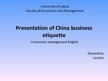 Презентация 'Business Etiquette in China', 1.