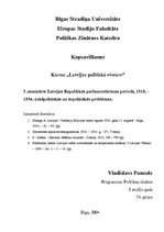 Реферат 'Latvijas Republikas parlamentārisma periods, 1918.-1934.gads: iekšpolitiskās un ', 1.