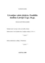 Конспект 'Livonijas valsts iekārta. Feodālās tiesības Latvijā 13.-16.gadsimtā', 1.