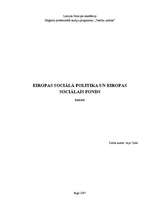 Реферат 'Eiropas sociālā politika un Eiropas Sociālais fonds', 1.