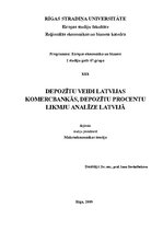 Реферат 'Depozītu veidi Latvijas komercbankās, depozītu procentu likmju analīze Latvijā', 1.