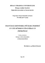 Конспект 'Francijas ekonomika pēckara periodā un tās mūsdienu īpatnības un problēmas', 1.