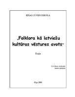 Эссе 'Folklora kā latviešu kultūrvēstures avots', 1.