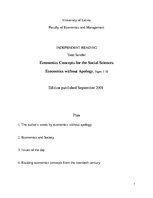Конспект 'Economics Concepts for the Social Sciences Economics without Apology', 1.