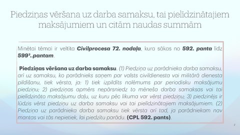 Презентация 'Piedziņas vēršana uz darba samaksu, tai pielīdzinātajiem maksājumiem un citām na', 2.