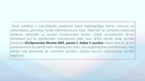 Презентация 'Piedziņas vēršana uz darba samaksu, tai pielīdzinātajiem maksājumiem un citām na', 8.