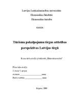 Реферат 'Tūrisma pakalpojumu tirgus attīstības perspektīvas Latvijas tirgū', 1.