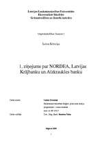 Реферат 'Ziņojums par Nordea, Latvijas Krājbanku un Aizkraukles banku', 1.
