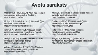 Презентация 'Hroniska stresa ietekme uz hipokampu un mācīšanās spējām', 15.