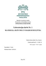 Образец документа 'Laboratorijas darba: Materiāla blīvums un makrostruktūra', 1.