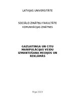 Эссе 'Gazlaitinga un citu manipulacijas veidu izmantošana medijos un reklāmās', 1.