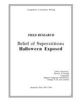 Реферат 'Halloween - Belief of Superstitions', 1.
