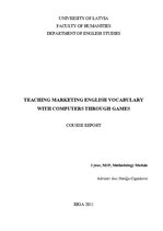 Реферат 'Teaching Marketing English Vocabulary With Computers Through Games', 1.
