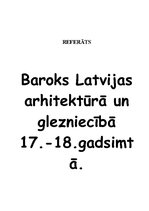 Реферат 'Baroks Latvijas arhitektūrā un glezniecībā17.-18.gadsimtā', 1.