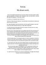 Эссе 'My Dream Work', 1.
