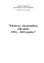 Конспект 'Lietuvas ekonomikas stāvoklis 1991.-2001.gados', 1.