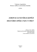 Реферат 'Eiropas Savienības kopējie militārie spēki: par un pret', 1.