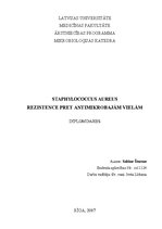 Дипломная 'Staphylococcus aureus. Rezistence pret antimikrobajām vielām', 1.