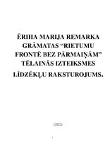 Конспект 'Ēriha Marija Remarka grāmatas "Rietumu frontē bez pārmaiņām" tēlainās izteiksmes', 1.