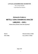 Реферат 'Metālu cenu dinamikas analīze LMB (2003.-2005.)', 1.