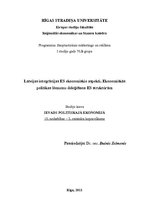 Конспект 'Latvijas integrācijas ES ekonomiskie aspekti. Ekonomiskās politikas lēmumu deleģ', 1.