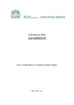 Конспект 'Teodolīta gājiens. Koordinātu un platības aprēķins', 1.