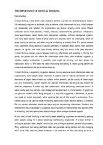 Эссе 'The importance of critical thinking', 1.