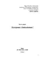 Реферат 'European Ombudsman', 1.