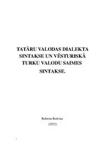 Конспект 'Tatāru valodas dialekta sintakse', 1.