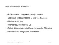 Презентация 'Relāciju datu bāzu dizains: REA konceptuālo modeļu konvertēšana relāciju datu bā', 2.